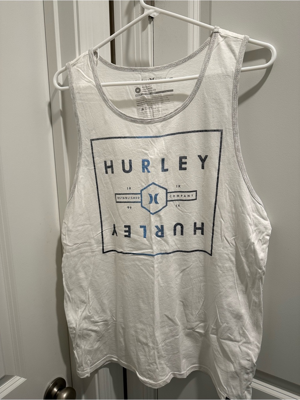 Hurley White Tank Top with Navy Blue Logo